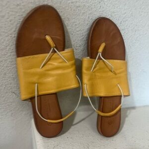 Unity In Diversity Kira Yellow Leather Sling Back Sandals Size 9 Comfort Summer‎